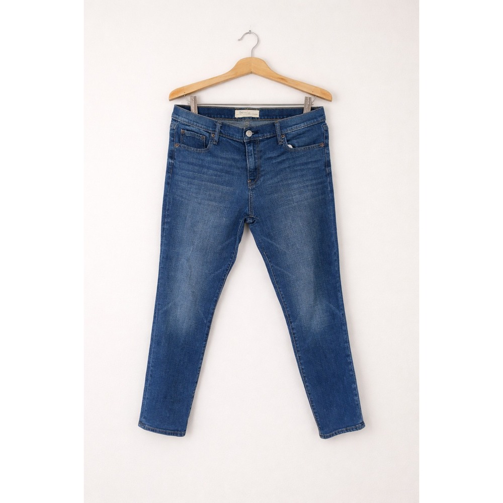 GAP 1969 Real Straight Jeans Womens 31 Short Medium Wash Stretch Y2K Denim Blue